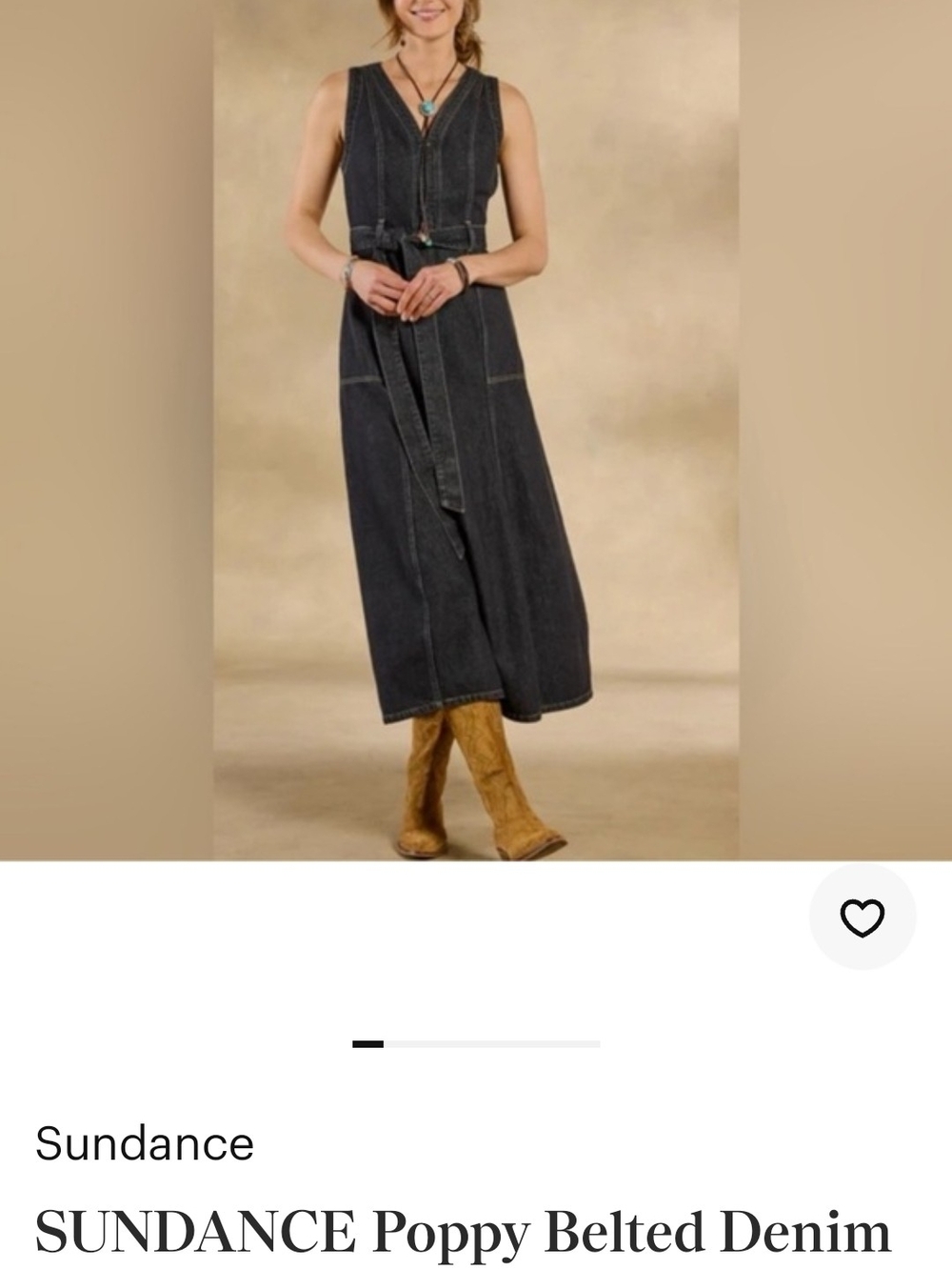Sundance Sleeveless Belted Denim Maxi Dress - Black Women's Size 10P NWT